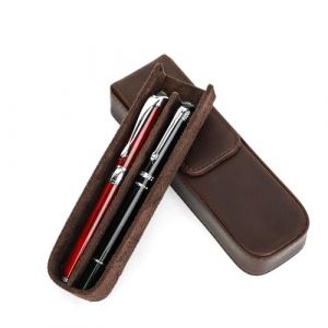 CONTACT'S FAMILY &Eacute;tui &agrave; stylos en cuir v&eacute;ritable vintage fait &agrave; la main pour stylo-plume - Bo&icirc;te cadeau - Caf&eacute;, 2 emplacements - caf&eacute;, &Eacute;tui &agrave; stylo (CONTACTS FAMILY-ketaisi, neuf)