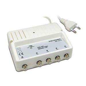 Metronic Amplificateur r&eacute;partiteur blind&eacute; r&eacute;glage de Gain/4 Sorties fiche F - 432175 Blanc (DCT FR, neuf)