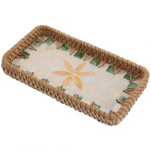 jojofuny Plateau &agrave; Parfum Tress&eacute; en Rotin Petit Format 216 X 117 CM Coquillages D&eacute;coratifs Organisateur de Maquillage Multifonction pour Salon de Beaut&eacute; et Bureau Plateau de Rangement (Merlun, neuf)
