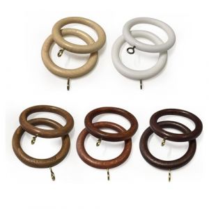 Anneaux pour Rideaux en Bois Diamètre 70 mm pour Tringle à Rideau de 35 mm, Anneaux en Bois avec Œillet, Anneaux pour Tringle à Rideaux dans différentes Couleurs (10 Anneaux Naturelles) (Tendeevolution, neuf)