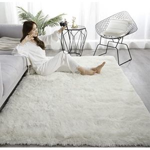 Heavyoff Tapis Doux Salon Tapis Anti Slip Moelleux Chambre Tapis Tapis Shaggy Tapis De Sol Grand pour Couloir Chambre Blanc, 50x120cm (Misswhite, neuf)