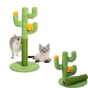 CiCixixi Cactus Griffoir pour Chat, Poteau en Corde de Tissu R&eacute;sistant Jute Naturel, Grattoir Base Stable pour Chatons et Chats Adultes d'Int&eacute;rieur 60 x 30 cm (Ansujie, neuf)