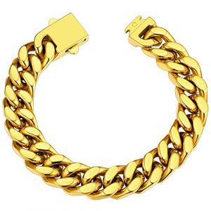 Bracelet Homme Femme Acier Inoxydable Gourmette Maille Or Cubaine Grosse Longueur 23 cm Largeur 12 mm Enfant Gar&ccedil;on Cadeau pour Lui Chaine Ado Collier Main (ChainsHouse Jewellery, neuf)