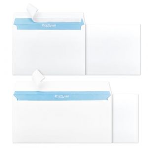 Netuno 200 enveloppes commerciales 100x DL 110x220 mm + 100x C6 114x162mm 90g enveloppes blanches adh&eacute;sives avec impression int&eacute;rieure bleue enveloppe blanche pour bureau lettres factures documents (netuno, neuf)