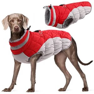Kuoser Manteau d'hiver Imperm&eacute;able pour Chien Veste Chaude Doubl&eacute; en Polaire pour Chiot avec Col en Fourrure Gilet Coupe-Vent Ext&eacute;rieur V&ecirc;tement R&eacute;fl&eacute;chissant pour Petits Moyens Grands Chiens (Kuoser_Official, neuf)