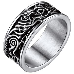 FaithHeart Bague Loup Homme Viking Fenrir Celtique Nordique Bague Acier Inoxydable 62 Bijoux Biker Punk Cadeau Anniversaire pour Garçon (FaithHeart Jewellery, neuf)