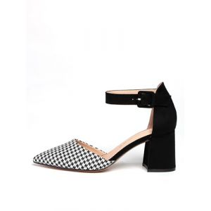 Rio Fiore H1877-A0142 Escarpins pour femme Noir/blanc/gris/bleu/beige/taupe/vert/fuchsia/violet/rouge Talon bloc de 7,5 cm Chaussures confortables avec lanières en daim souple/cuir synthétique, noir (United Brands, GmbH, neuf)