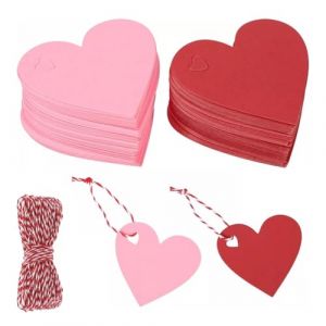 Lot de 200 &eacute;tiquettes en papier kraft rose en forme de c&oelig;ur - 20 m - Pour f&ecirc;te, anniversaire, Saint-Valentin, No&euml;l, mariage (haigo250108, neuf)