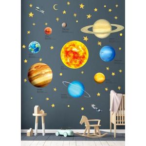 DECOWALL DS9-2007 Syst&egrave;me solaire Autocollants Muraux Mural Stickers Chambre Enfants B&eacute;b&eacute; Garderie Salon (FR DECOWALL, neuf)