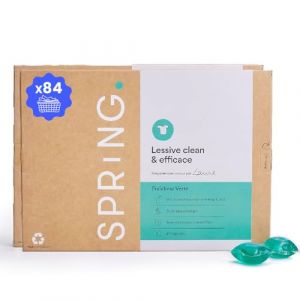 SPRiNG - Lessive Fraîcheur Verte - x84 Capsules - Fraîcheur Longue Durée - Nettoyage Efficace - Parfum Agréable - Formule Clean - Éco-responsable (SPRiNG, neuf)