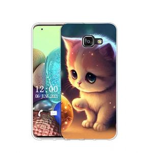 Sunrive Coque Compatible avec Samsung Galaxy A5 (2016), TPU Silicone &Eacute;tui Housse Protecteur Souple Gel Transparent Back Cover Mignon Motifs Antichoc Case(Chat, Boule) (sunrive, neuf)