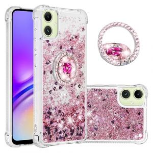 IMEIKONST Coque pour Samsung Galaxy A05 &Eacute;tui avec Support, Paillette Strass Liquide Bling Glitter Cristal Transparente Antichoc TPU Silicone Bumper Housse pour Samsung A05. Love Rose YBZ (IMEIKONST, neuf)