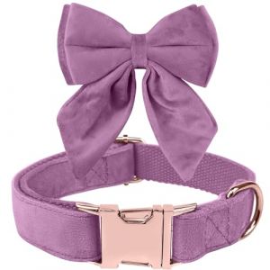 KTWSUEF Noeud Papillon Chiens, Collier pour Chien Velours, Confortable Collier Chien，Nœud Papillon Chiens Amovible et Réglable pour Mariages, Anniversaires, Festivités (Violet Clair, M) (hubeiguangxinwangkejiyouxiangongsi, neuf)