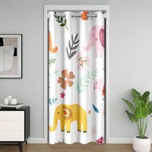 Homewish Rideau de Porte Animaux Jungle 86x203 cm, Occultant pour Chambre d'Enfant, Placard Éléphants Tortues pour Fille Garçon, Traitement de Fenêtre Plantes Palmiers Fleurs (Suzhou yiyanyun e-commerce Co., Ltd, neuf)