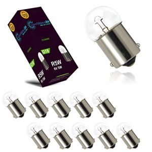 LIGHTWORLD24 Lot de 10 ampoules R5W 6V 5W &ndash; lampe boule G18 BA15s pour feu stop, signal, moto, scooter, voiture, v&eacute;hicule ancien (Light-World-24, neuf)