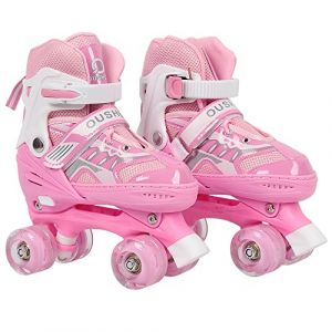 Patins à Roues Alignées RéglablesPatins à roulettes pour Filles et Enfants de 3 à 12 Ans avec Roues, 4 réglables pour débutants, pour débutants - Cadeau de Noël et d'anniversaire-S-Rose (Hechheu, neuf)