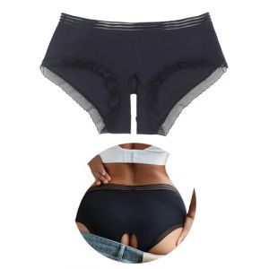 comeondear String Ouvert Femme Sexy Hot Culotte Fendue Tanga Chic Slip Stretch Grande Taille Underwear sous-V&ecirc;tements Feminins Respirante Panty Noir,L (ComeonDear, neuf)
