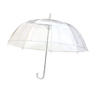 SMATI Grand Parapluie Long Transparent - R&eacute;sistant au Vent ; 12 baleines ; Diam&egrave;tre=102cm ; Ouverture automatique ; Parapluie femme ; id&eacute;al mariage ; Couleur liser&eacute; BLANC (Umbrella republic, neuf)