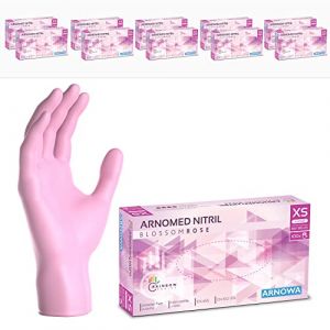 1000x ARNOMED&reg; Gants en nitrile taille XS Rose, Gants &agrave; usage unique pour chirurgie & laboratoire, Gants en nitrile sans poudre & sans latex, Moufles en nitrile XS, S, M, L, XL, XXL (arnowa, neuf)
