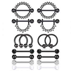 incaton 14G Piercing Téton Mamelon en Acier Chirurgical Anneaux de Langue Téton Mamelon Bijoux de Piercing Femme Homme (Ace Body Jewelry, neuf)