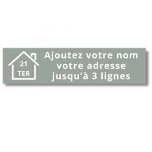 Plaque Bo&icirc;te aux Lettres Personnalis&eacute;e Adh&eacute;sive - Nom Grav&eacute; PVC R&eacute;sistant - 10x2.5cm Gris Alu M&eacute;tallis&eacute; - 1 &agrave; 3 Lignes pour Maison Num&eacute;ro Rue (Gris/Blanc) (Univerdeal, neuf)