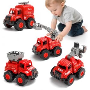 YGNNXRN Coffret de 4 Camions de Pompiers Jouets pour Enfants – Véhicules à Friction sans Piles avec Échelle, Citerne, Camion de Secours et Foreuse – Jouet Pompier pour Garçons et Filles 2 3 4 5 Ans (SZLXDZ, neuf)