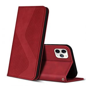 ZONNAVI Coque pour iPhone 11 Pro Max, Premium &Eacute;tui Housse en Cuir de Protection avec [Emplacements Cartes] [Magnetique], Clapet Folio Portefeuille pour iPhone 11 Pro Max (Rouge) (ZONNAVI, neuf)