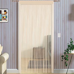 Rideaux à cordes style spaghetti Taiyuhomes faits à la main - Divise-pièces multifonctions - Grillage-moustiquaire pour fenêtres et portes, beige, 90x200cm (William Taiyu, neuf)