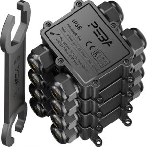 PEBA® Boîte de dérivation étanche IP68 - Etanche Boîte de Jonction - Boîtier de raccordement électrique 4 voies pour câble de Ø4-14mm - Connecteurs de Câbles Étanches,Parfait pour câble extérieur (PEBA-EU, neuf)
