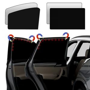 4 Pi&egrave;ces Pare Soleil Fen&ecirc;tre Magn&eacute;tique, Rideaux Pare Soleil avec Aimants pour Fen&ecirc;tre Arri&egrave;re de Voiture, s'adapte &agrave; la Plupart des vitres lat&eacute;rales de Voiture, Bloquer Les Rayons UV (jiushakuajing, neuf)