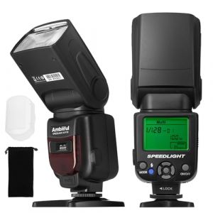 AMBITFUL AF970 Flash Speedlite pour appareil photo Canon Nikon Sony Olympus Fuji Panasonic Flash sans fil 2,4 G, temps de recyclage 0,1-2,5 s, tête de flash réglable avec panneau LCD et Hotshoe à (AMBITFUL-UK, neuf)