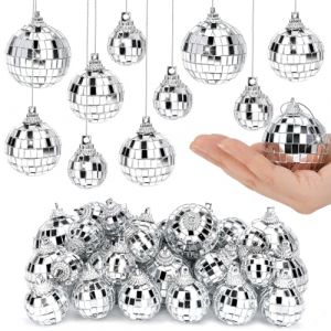 32 Pi&egrave;ces Boule &agrave; Facette Kit, Mini Boule Disco avec Corde, Deco Disco Brillant R&eacute;utilisable, Disco Ball pour la D&eacute;coration de la Maison, Boules de No&euml;l, Boule a Facette Deco a Poser (mobumeia, neuf)