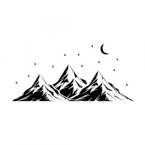 Autocollant amovible en vinyle avec pics de montagne, cha&icirc;ne de montagnes, lune et &eacute;toiles, mur adapt&eacute; parfaitement &agrave; la chambre des enfants-XL-81x171cm-Black (LIUJIAHAO Sticker, neuf)