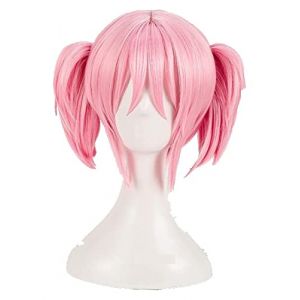 WELLHY Perruque Cosplay Puella Magi Madoka Magica Madoka Kaname Perruques Cosplay Rose Court 2 Clip Queues de Cheval Perruque de Cheveux Synthétiques Résistant à la Chaleur + Bonnet de Perruque for Co (good stuff A, neuf)