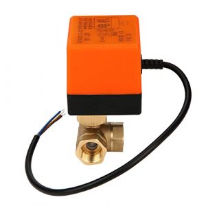 Vanne &eacute;lectrique &agrave; Bille Motoris&eacute;e &agrave; 3 Voies en Laiton DN15 pour Climatiseur DC 12V (Wustag, neuf)