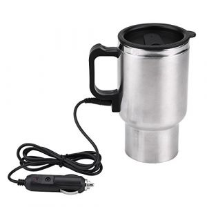 Tasse chauffante 12 V 450 ml électrique dans la voiture en acier inoxydable voyage tasse chauffante café thé voiture tasse tasse pour accessoire de voiture (Looeisp-EU, neuf)