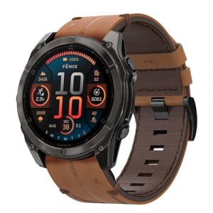 Cuir Bracelet pour Garmin Fenix 7X, 26mm Cuir Bande Quick Fit Bracelet pour Fenix 8 51mm, Fenix 6X, Fenix 6X Pro, Fenix 5X, Fenix 5X Plus, Fenix 3, Fenix 3 HR, Enduro, Quatix 3, Descent Mk1 Mk2 (TOPsic, neuf)