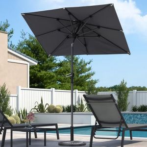 PURPLE LEAF Parasol de Jardin Exterieur inclinable 120 x 180 cm Rectangulaire Parasols en Aluminium Toile Protection UV pour Balcon Terrasse Patio, Gris clair (PurpleLeafGarden, neuf)