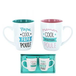 G&eacute;n&eacute;rique - Coffret de 2 Mug Papa et Maman Poule - Tasse Cadeau F&ecirc;te Anniversaire - 627 (EXO'TOUCH, neuf)