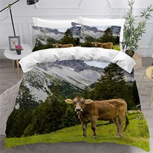 AKATIE Housse de Couette 220x240 Ado Adulte Parure de Lit La Vache Vache Animal Housse de Couette en Microfibre Hypoallergique Ensemble de Literie avec 2 Taies d'oreiller (Ffjingshang8869, neuf)
