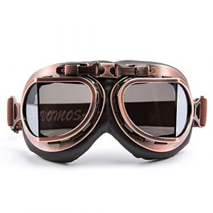 Lunettes de motocross Vintage moto Cruiser Scooter Goggle Biker Racer Cruiser Touring Lunettes de moto (Copper, Silver) (evomosa Eur., neuf)