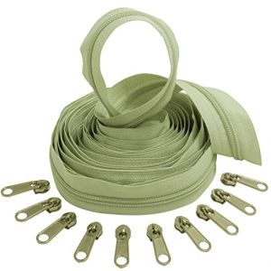 AERZETIX - C62710x5-C62791x10 - Kit de Fermeture &eacute;clair &agrave; glissi&egrave;re Spirale 5m N&deg;5 Couleur: Vert Glacial + 10 curseurs Couleur Argent sans verrou - en Nylon/m&eacute;tal - mercerie (Tuning, neuf)
