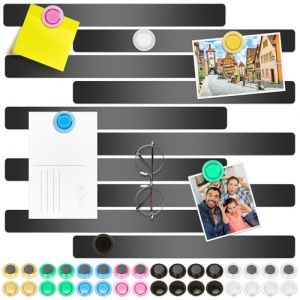 Wukong 10 Pièces Tableau Mémo Magnétique Noir, Bandes Magnétiques Autocollantes avec 32Pcs Aimants pour Tableau Blanc pour Bureau, Tableau d'affichage, mur Photo, Documents et Réfrigérateur (Loonfa, neuf)