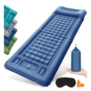 NatuVort Matelas Gonflable 1 Place Matelas Autogonflant 1 Personne, Matelas Camping avec Pompe à Pied Matelas Gonflable Camping Oreiller pour Camping, Randonnée, Plage, Pique-Nique, Tente，Navy Bleu (PAVLOUGOODS, neuf)