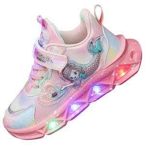 Vorkhuaeri Baskets Elsa LED Lumineuse pour Filles, Chaussures Enfants avec lumières Princesse Les Chaussures de Tennis Sport pour bébés Filles (32,B1-Rosa) (Vorkhuaeri, neuf)