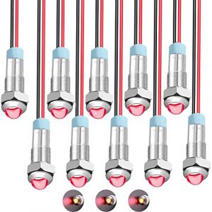 RUNCCI-YUN 10pcs 110-220V 6mm 1/4" AC Voyant Led En Metal, rouge Led Indicateur Panneau,Temoin Lumineux 110V, Pour Van,Bateau Et Autres Vehicules Universels (RUNCCI-YUN, neuf)