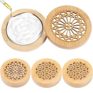 Yimomoyi Lot de 4 pierres parfum&eacute;es pour huiles essentielles, diffuseur d'ar&ocirc;mes avec bo&icirc;te d'encens en bois, diffuseur d'huiles essentielles, diffuseur d'ar&ocirc;mes pour yoga, maison, voiture, bureau (YIMOMY, neuf)