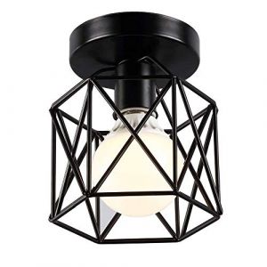 Retro Industrielle Plafonnier en Métal Noir Cage, Suspension Plafonnier Fer Lustre E27,suspension luminaire, Plafonnier industriel pour Salon Entrée Allée Porche Couloir Chambre Café Bar (xindaxin, neuf)