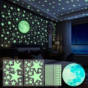 Yosemy 563 pi&egrave;ces Autocollants Lumineux Lune &Eacute;toiles Lumineuses Stickers Muraux D&eacute;coration de Plafond Fluorescent Autocollant pour Chambres d'enfants (esy4pets, neuf)