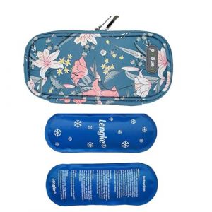 ONEGenug Sac de voyage à insuline, sac isotherme à insuline housse de protection pour les soins médicaux diabétiques organisateur de voyage portable + 2 sacs de glace, Motif lys (Vianber, neuf)